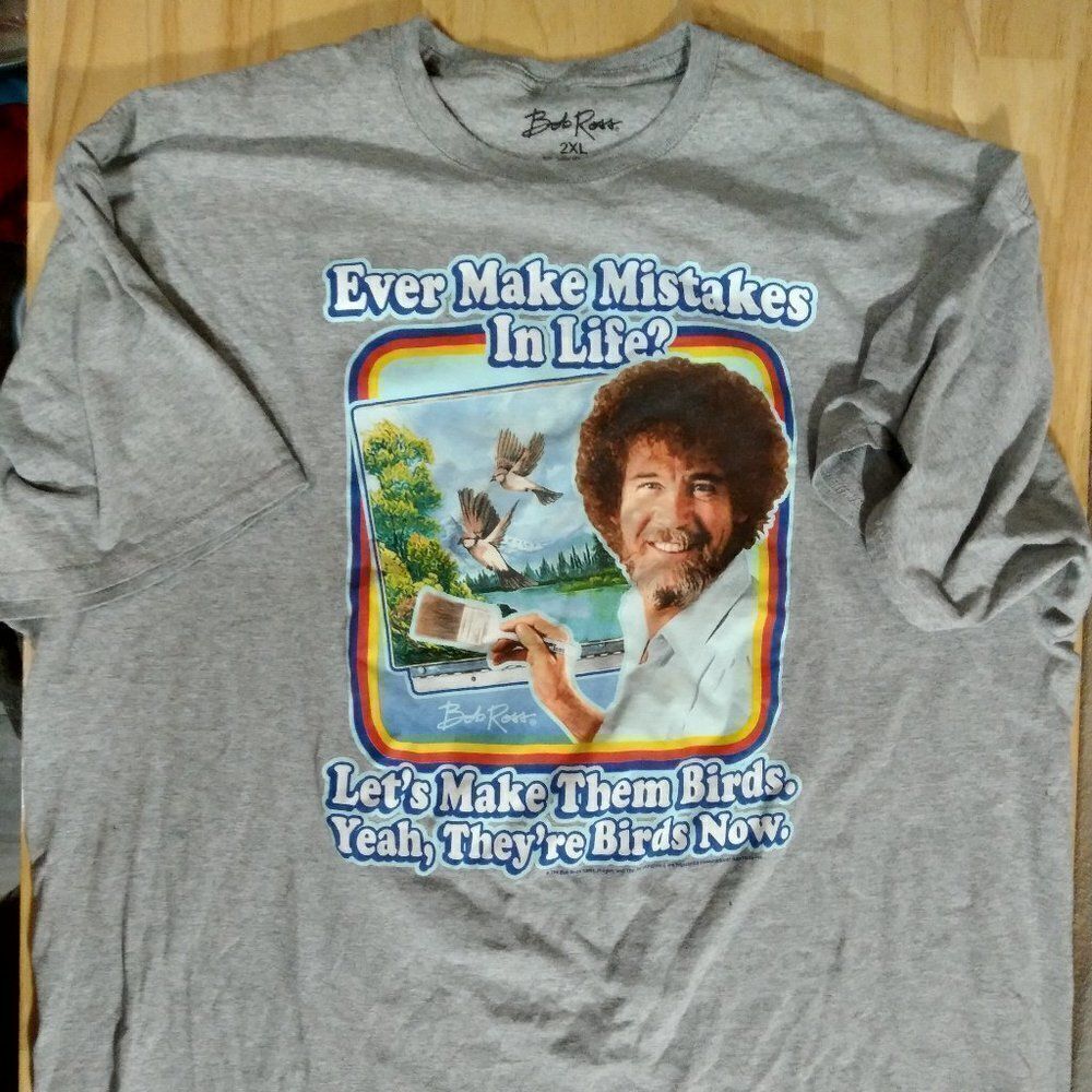 Bob Ross Mistakes Life Birds Graphic T-Shirt